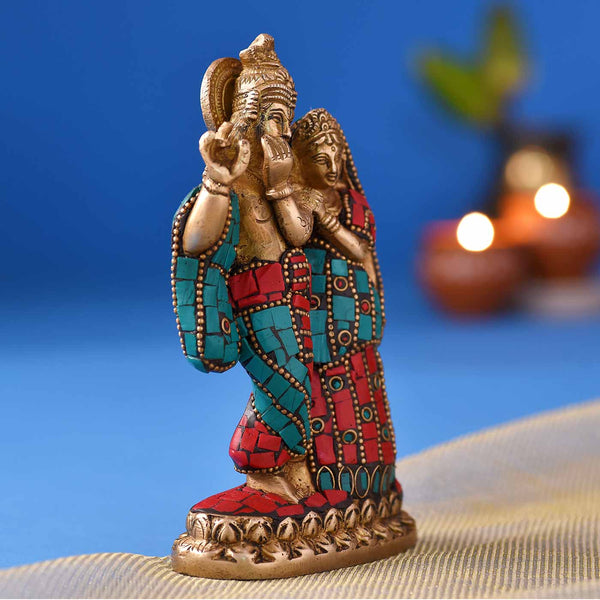 Marvelous Radha Krishna Colourful Brass Idol