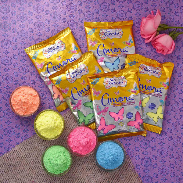 Delicious Dry Gujiya & Set of 5  Amora Fragrant Gulal