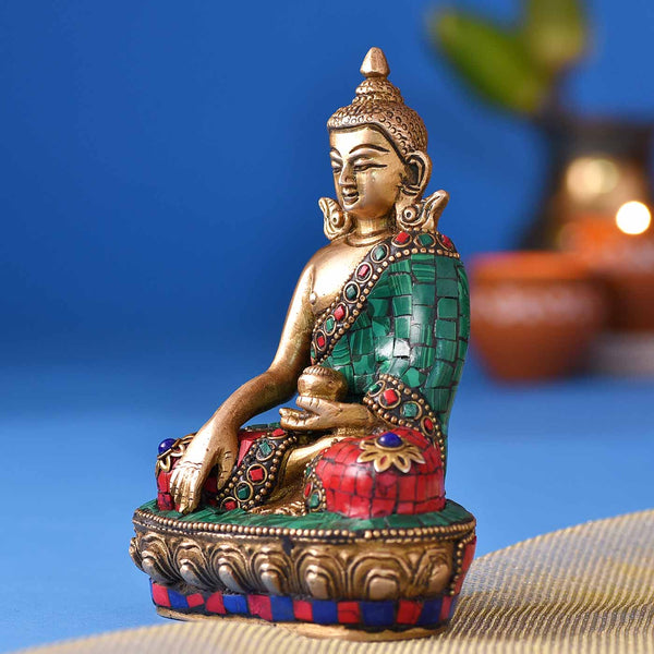 Serenity Of Buddha Colourful Brass Idol