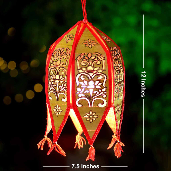Artisanal Handcarved Palm Leaf Lantern (12*7.5 Inches)