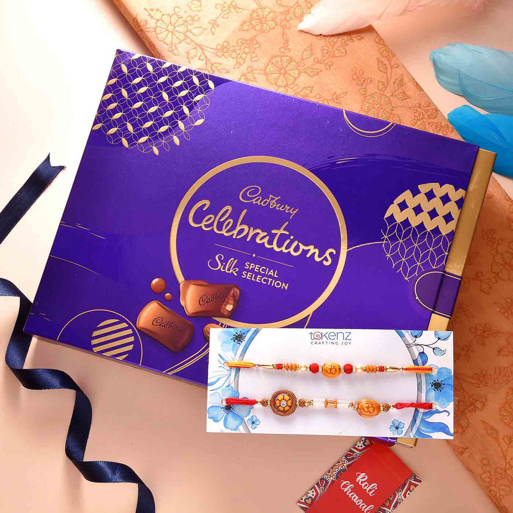 Om Set Of 2 Rakhis With Chocolate