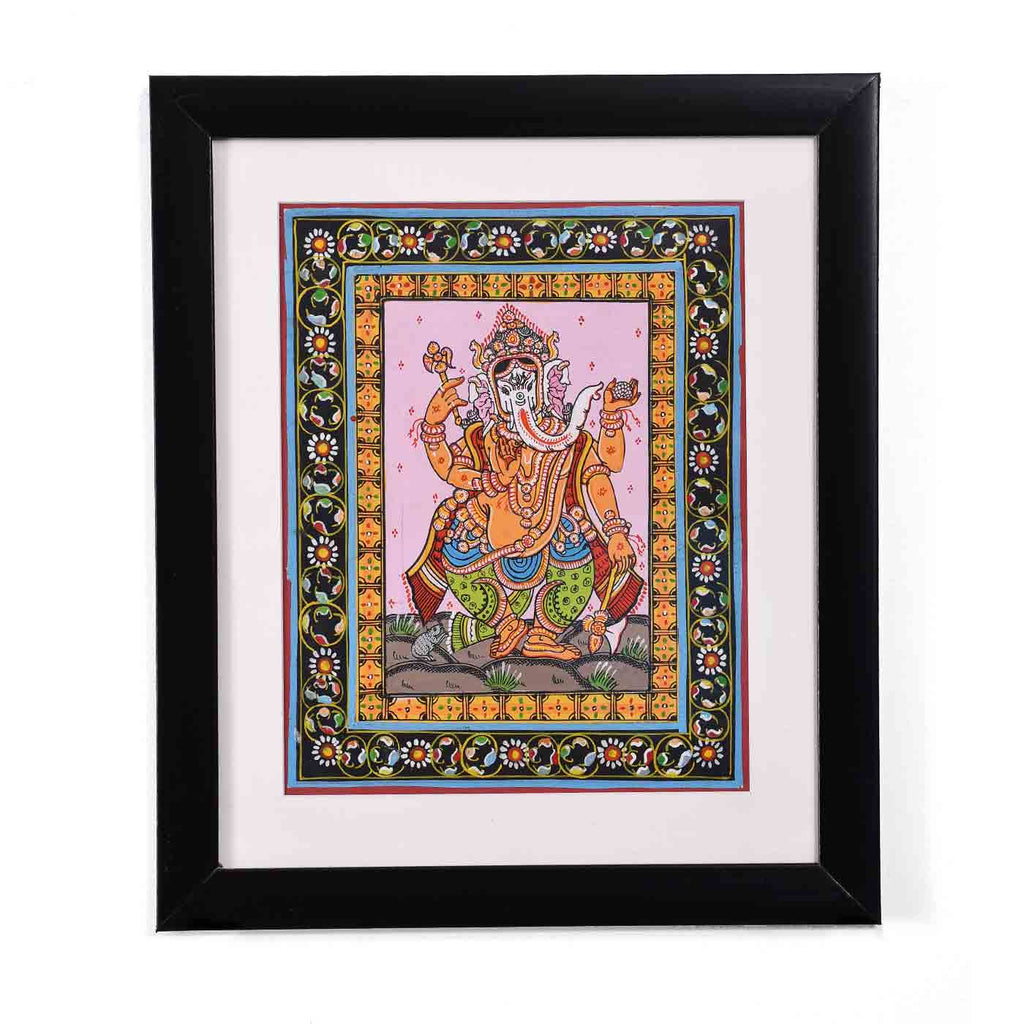 Dancing Lord Ganesha Pattachitra Painting (11.5*13.5 Inches)