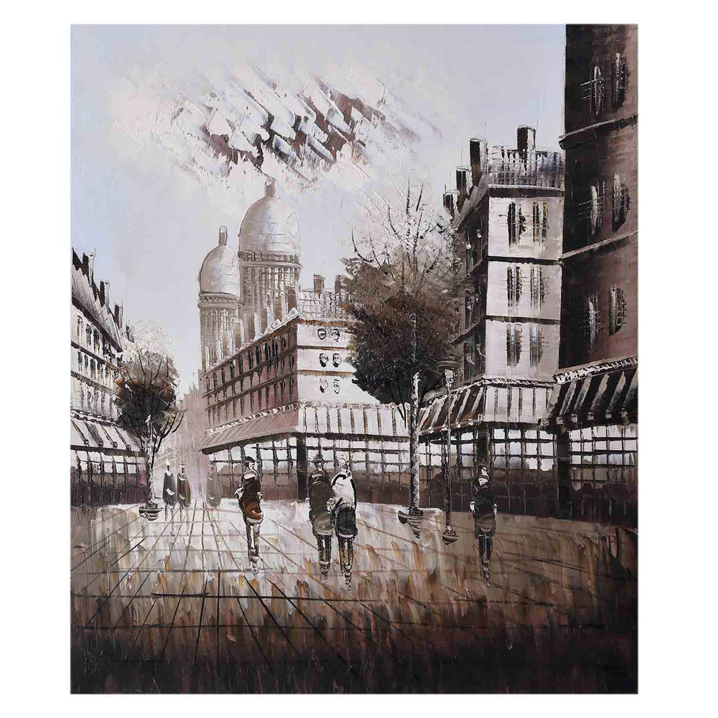 Romantic Street Of Paris Canvas Painting (21*24 Inches)