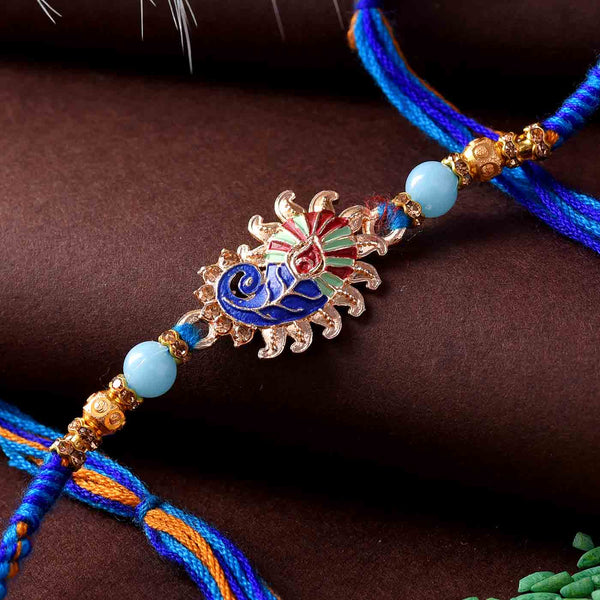 Designer Silk & Stones Rakhi in Blue