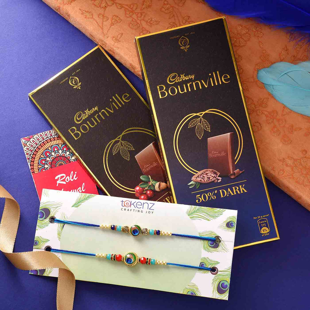 Enchanting Set Of 2 Rakhis With Chocolates