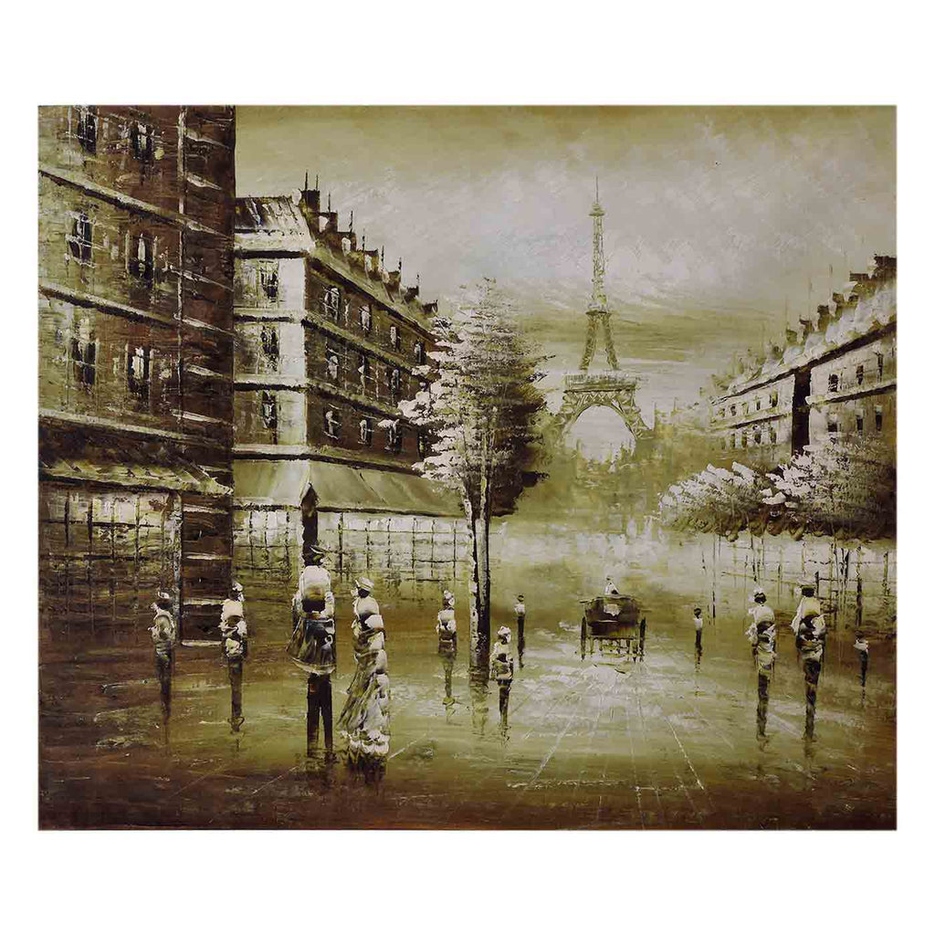Ancient Paris Street Life Canvas Painting (24*21 Inches)