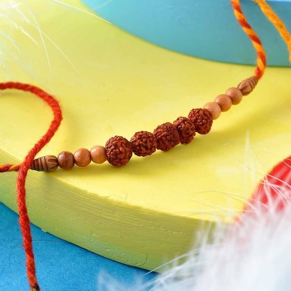 Traditional Rudraskh & Wooden Beads Rakhi