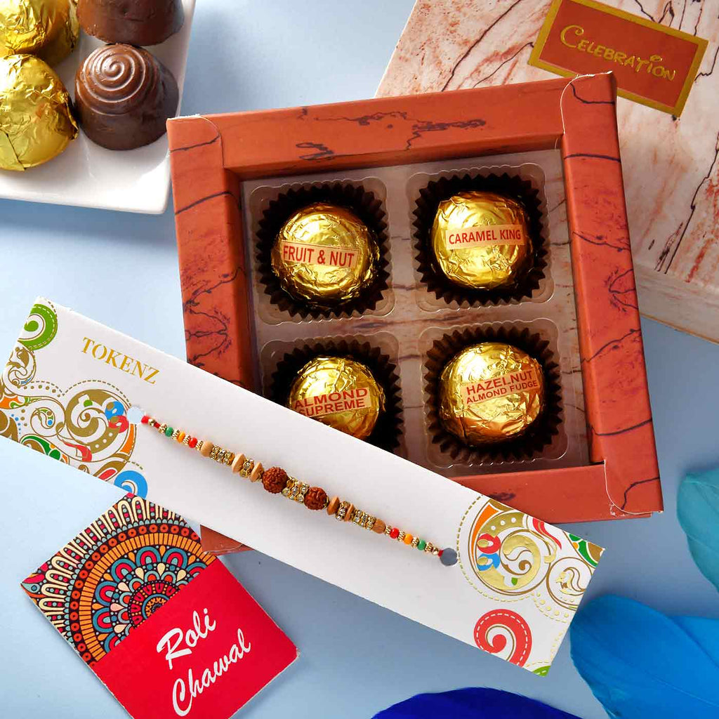 Sacred Rudraksh Rakhi With Chocolate