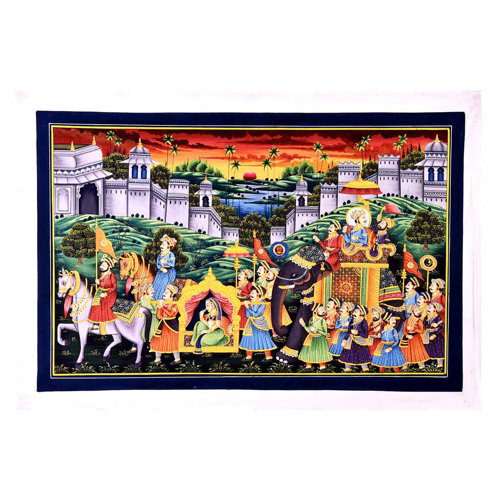 Royal Mughal Wedding Procession Phad Rajasthani Painting