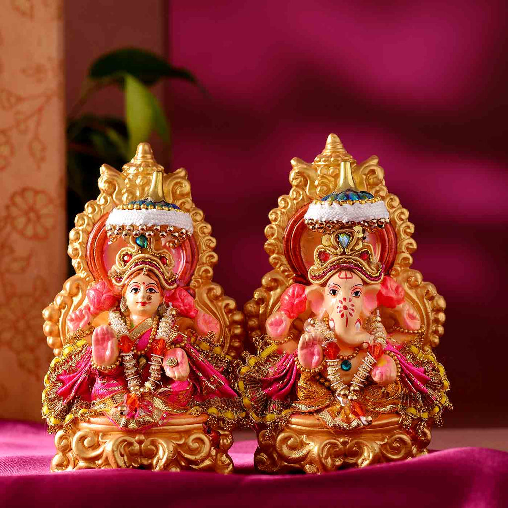 Mesmerizing Terracotta Lakshmi & Ganesha Set (5 Inches)