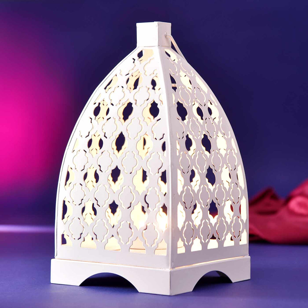 Fancy Perforated Metal Cottage Lantern Lights (30*16 Cms)