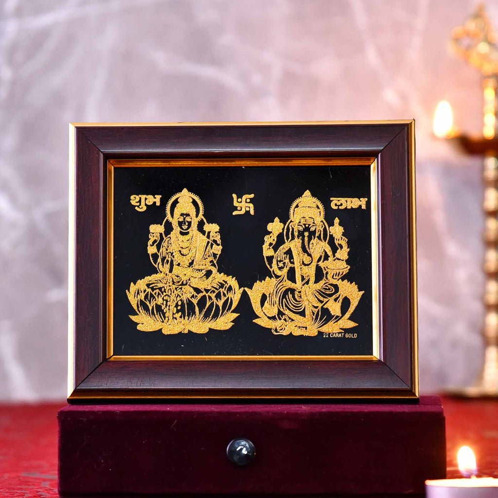 Shubh-Labh Ganesh Lakshmi Gold Frame
