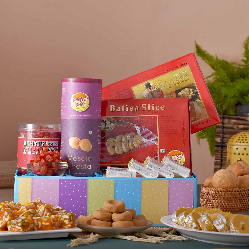 Flavoursome Hamper Of Snacks, Savouries & Tray