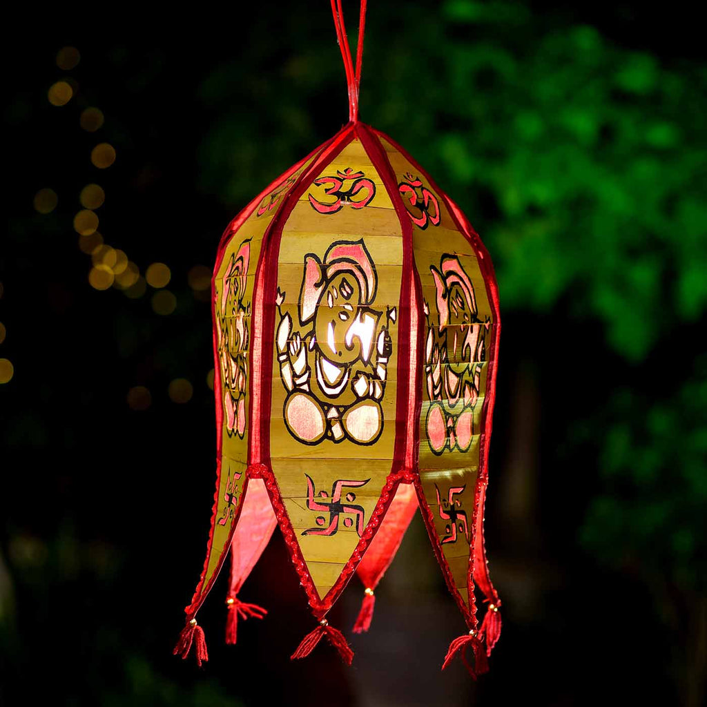 Attractive Handcarved Palm Leaf Lantern (16*10 Inches)