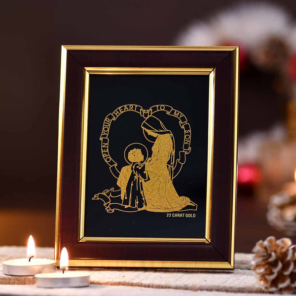 Beautiful Jesus & Mary Gold Frame With Truffle