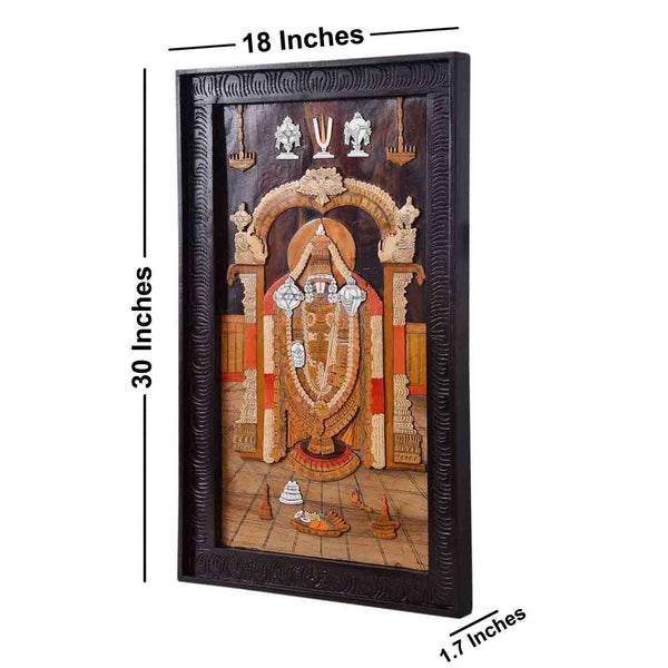 Divine Lord Balaji Mysore Rosewood Inlay Painting (30*18*1.7 Inches)