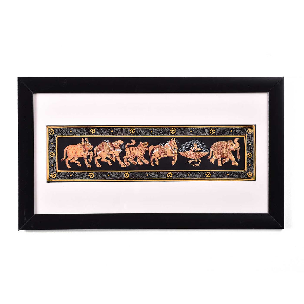 Classical Framed Pattachitra Animal Painting (17.5*10.5 Inches)