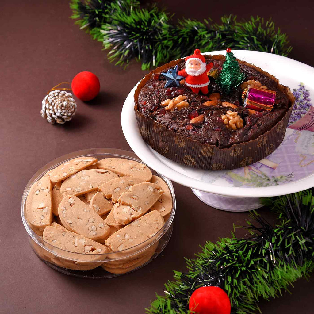 Merry Christmas Almond Walnut Plum Cake With Cheese Biscotti