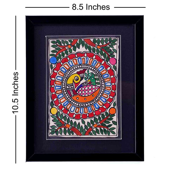 Sensual Madhubani Peacock Painting (8.5*10.5 Inches)