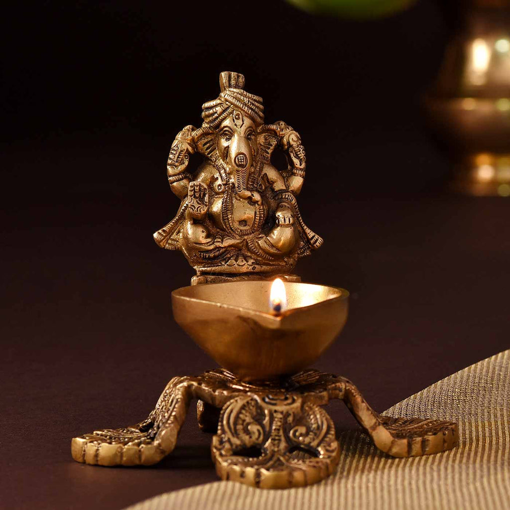 Traditional Brass Ganesha Diya