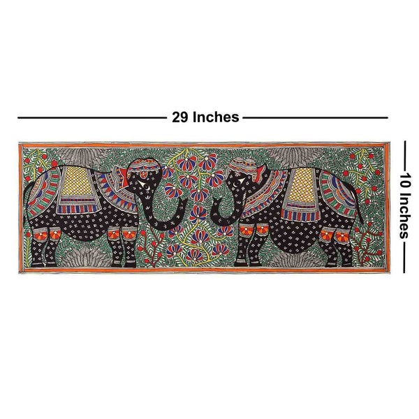 Elephant Couple Madhubani Painting (29*10 Inches)