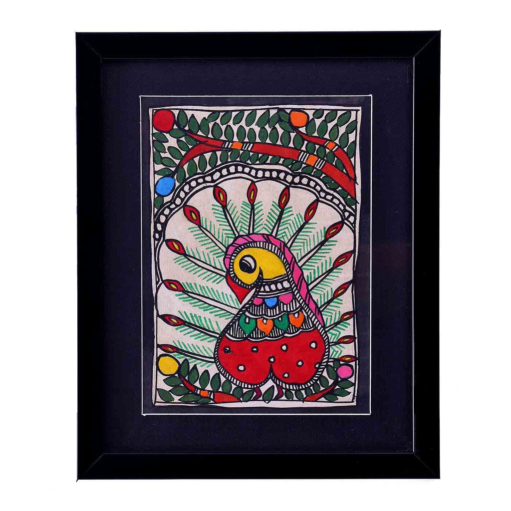 Dancing Bird Madhubani Painting (8.5*10.5 Inches)