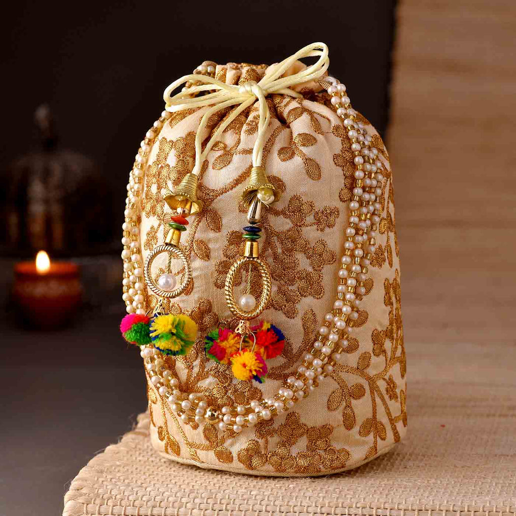 Beautiful Zari Embroiderey Potli Bag
