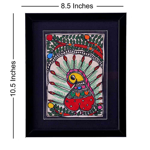 Dancing Bird Madhubani Painting (8.5*10.5 Inches)