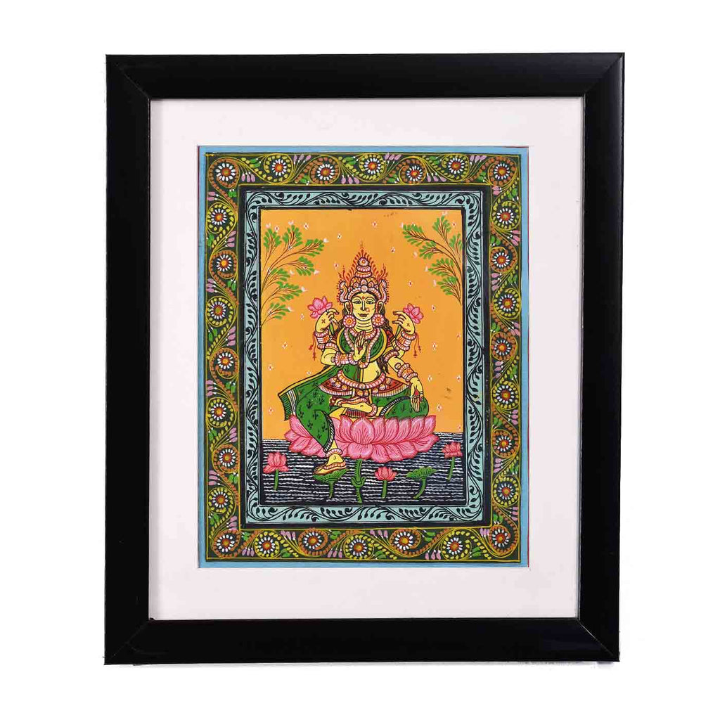 Sacred Goddess Lakshmi Pattachitra Painting (11.5*13.5 Inches)