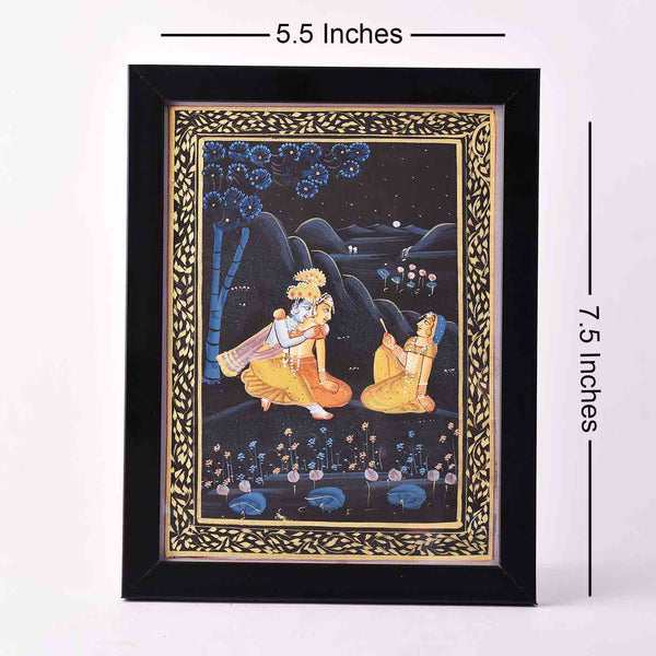Impeccable Radha-Krishna Desktop Painting (Framed, 5.5*7.5 Inches)