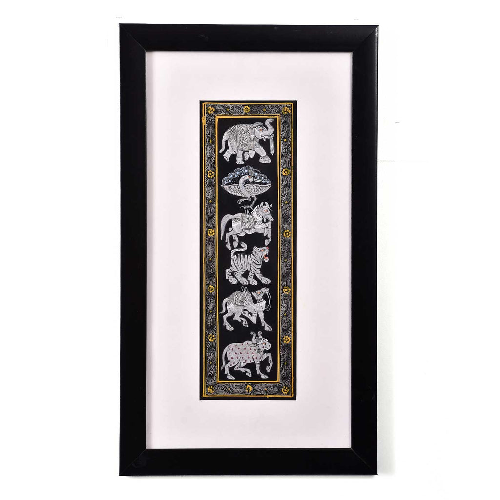 Artistic Pattachitra Framed Animal Painting (9.5*16.5 Inches)