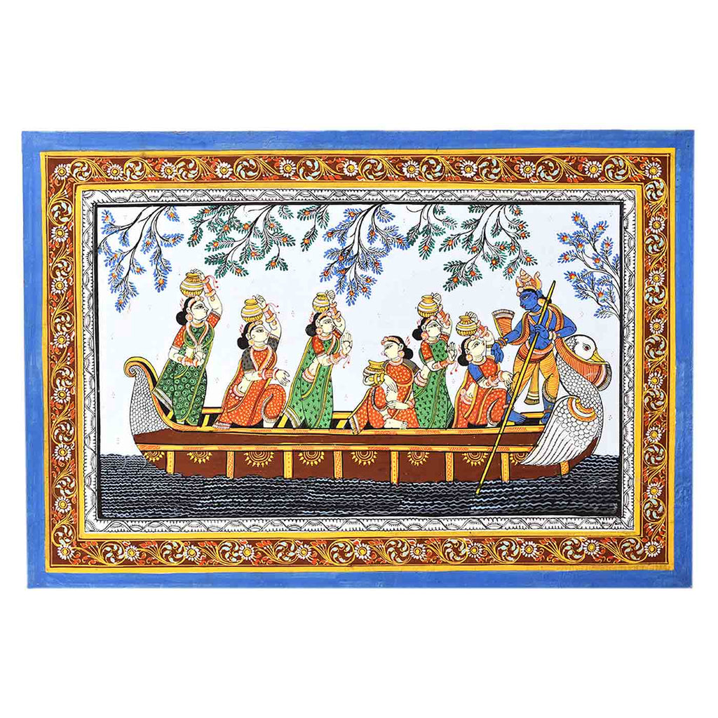 Kahna Gopi Playful Boat-Ride Painting (13*19 Inches)
