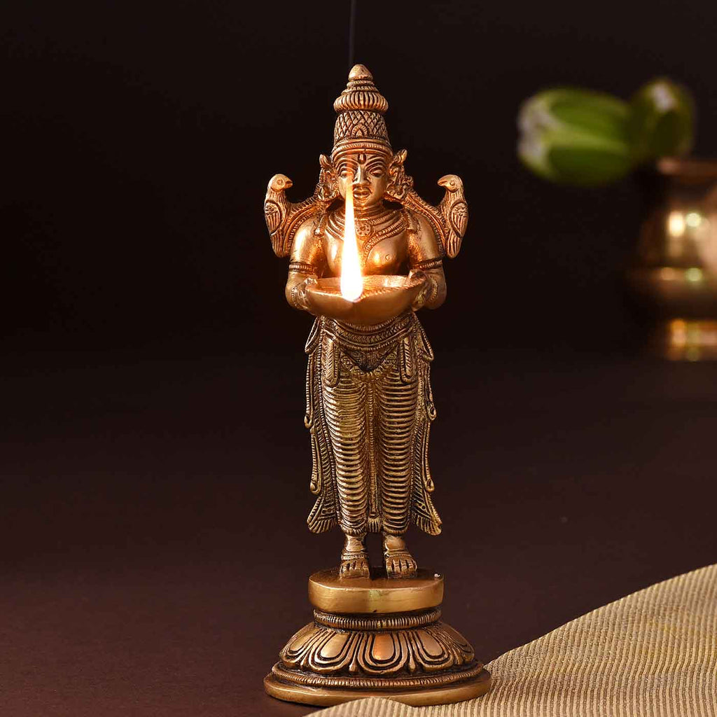 Awe-Inspiring DeepLakshmi Brass Idol