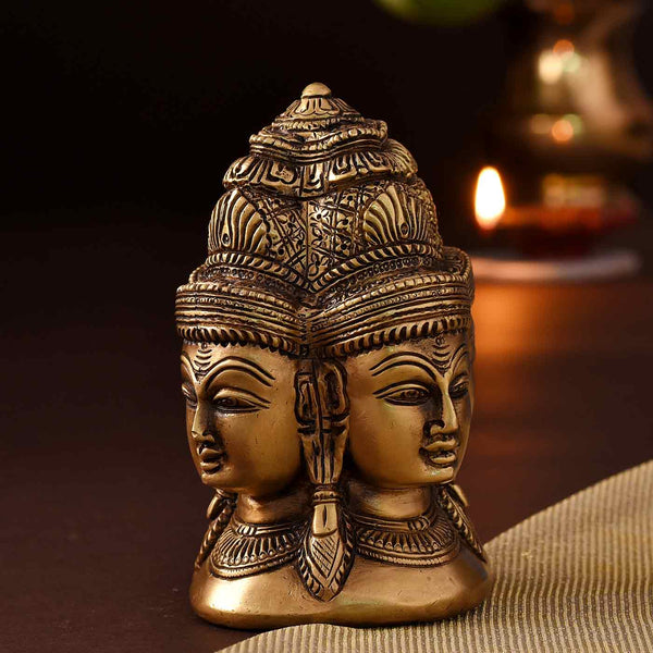 Enchanting Brass Stupa Of 4 Faces Of Shiva