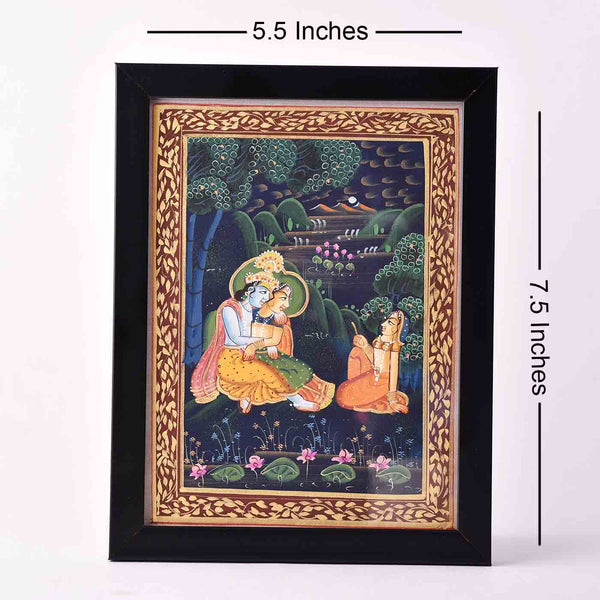Blissful Radha-Krishna Desktop Painting (Framed, 5.5*7.5 Inches)