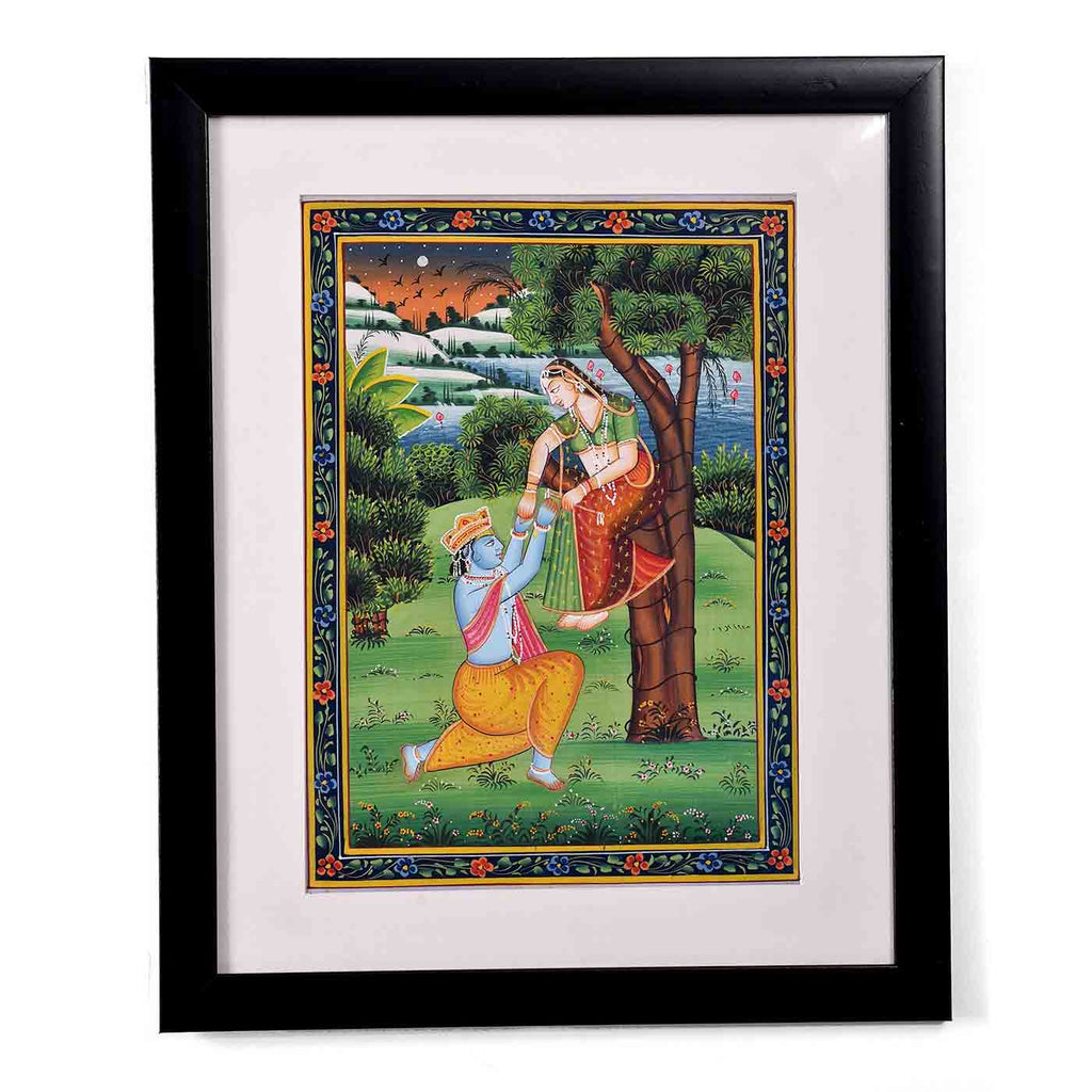 Celestial Love Of Radha Krishna Kishangarh Painting (13.5*16.5 Inches)