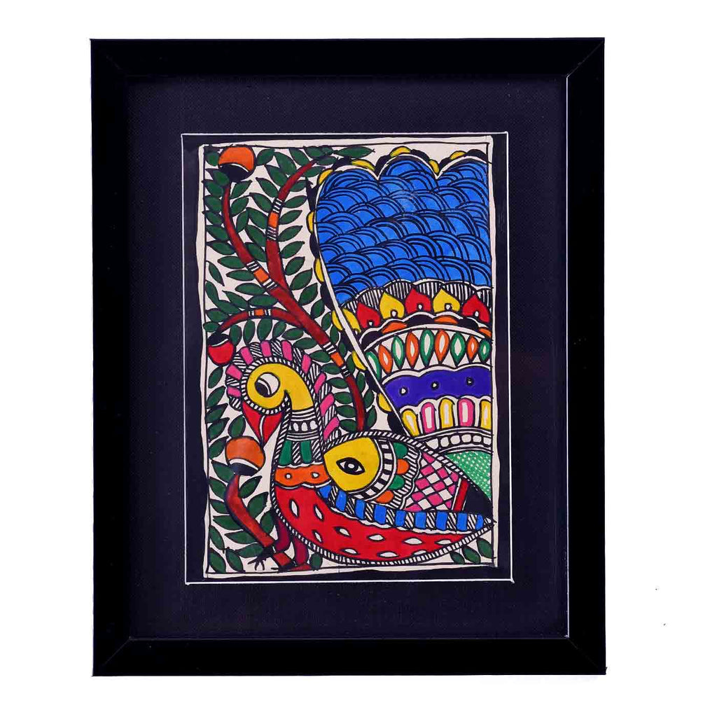 Gorgeous Peacock And Fish Painting (8.5*10.5 Inches)