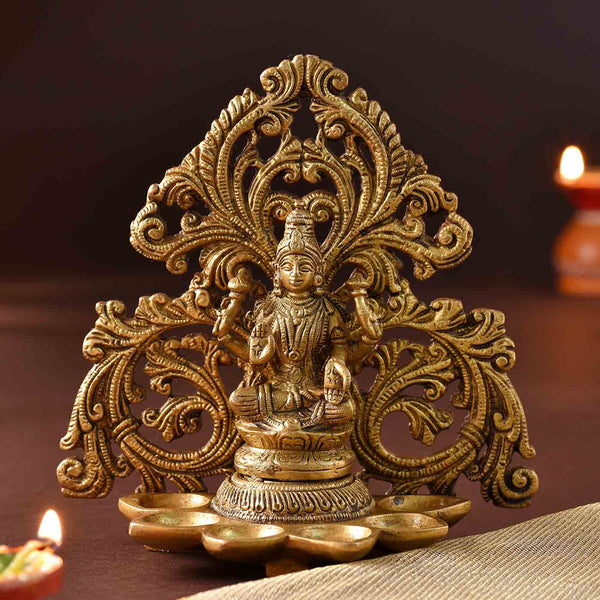Contemporary Ganesha Lakshmi Diya Brass Idols