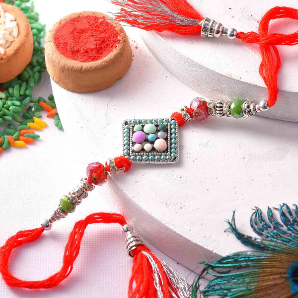 Designer Rakhi With Chocolate, Namkeen & Box