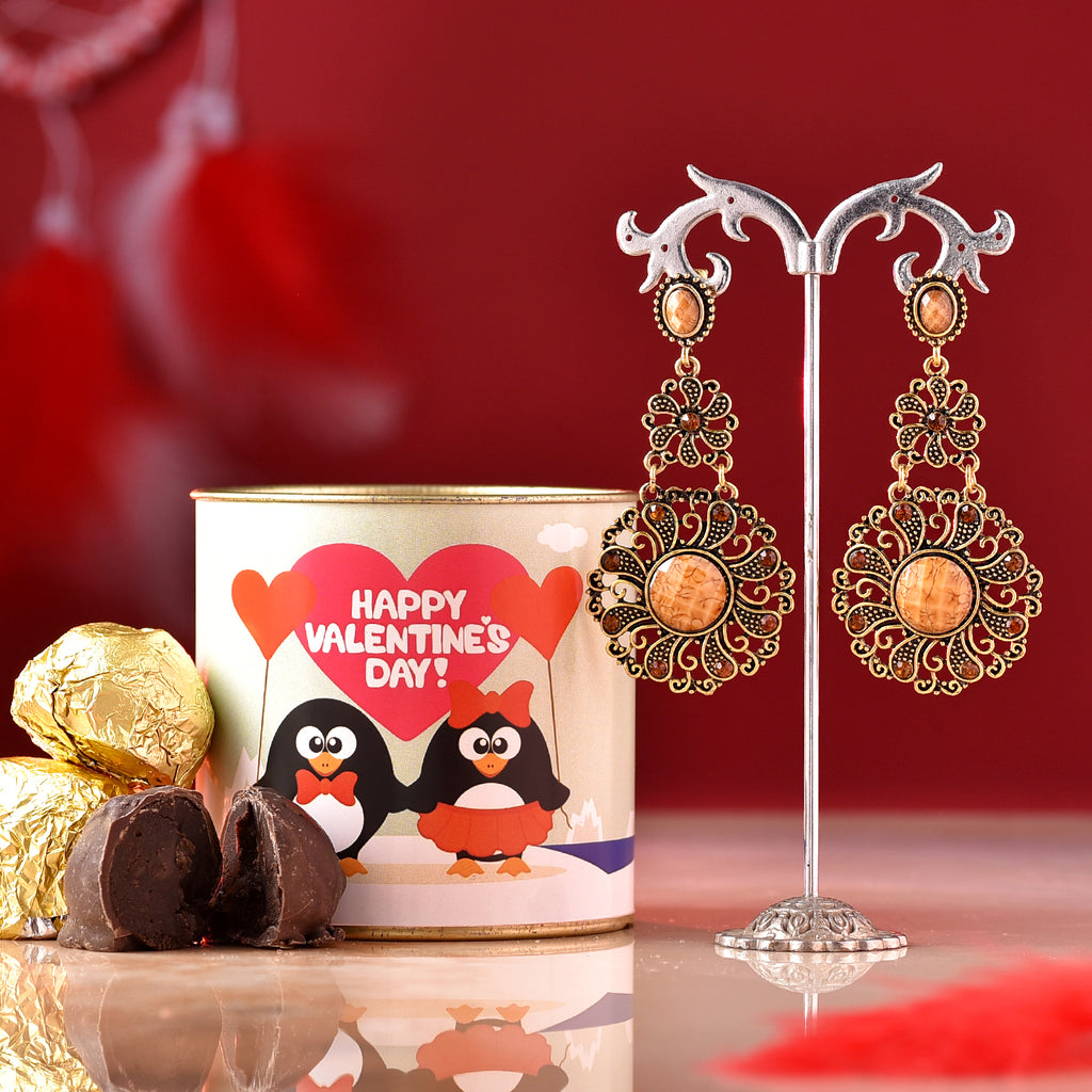 Beautiful Floral Earrings With Chocolate Truffle