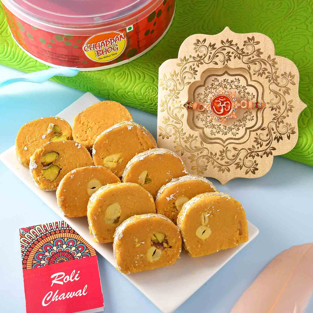 Batisha Slice Box & Om Rakhi Hamper