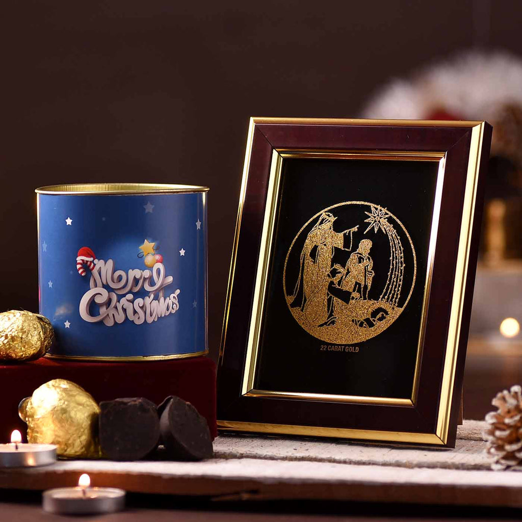 Gift Of Magi Gold Frame With Truffles Can