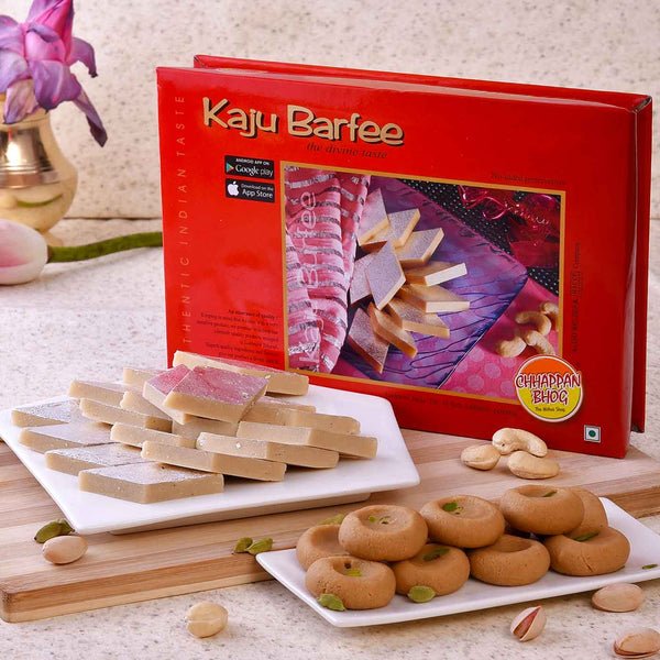 Delectable Sweet Boxes Of Kaju Barfi & Mathura Peda