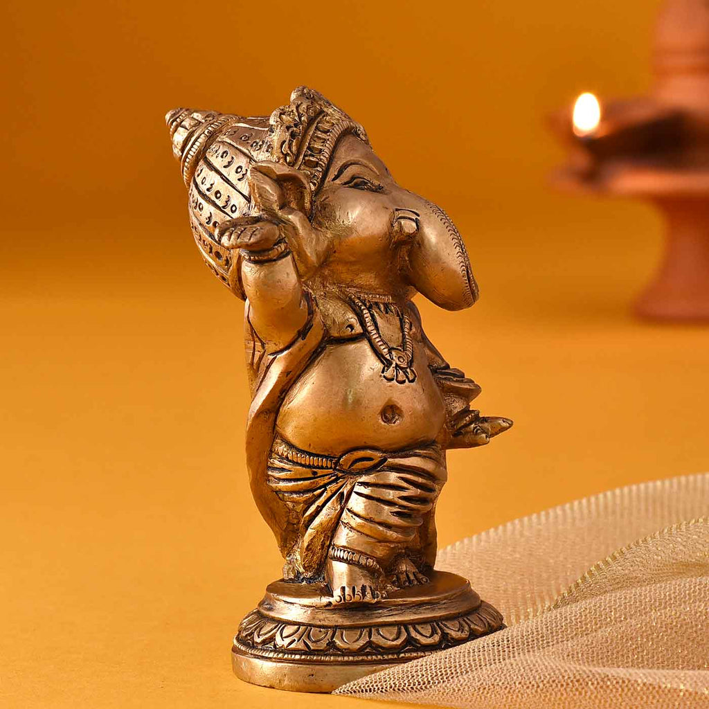 Dancing Baby Ganesh Brass Idol