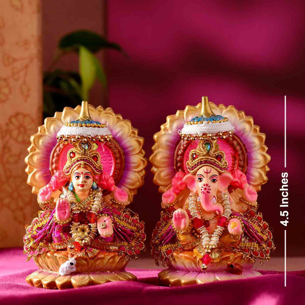 Auspicious Terracotta  Lakshmi & Ganehsa Set (4.5 Inches)