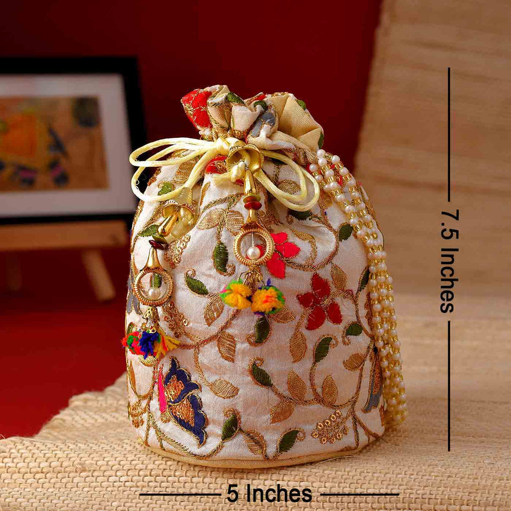 White cheap potli bags