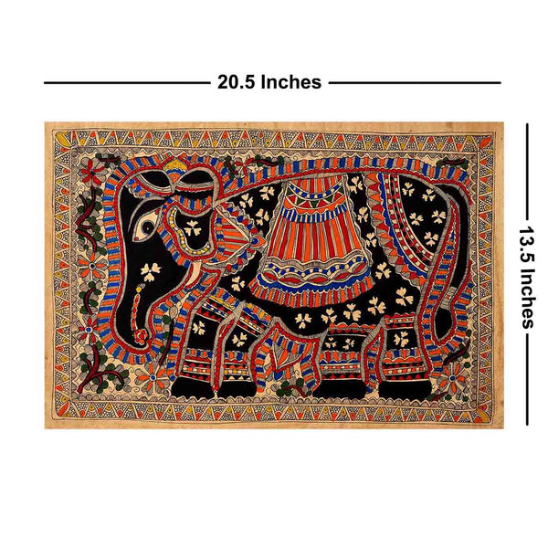Enigmatic Elephant Madhubani Painting ( 20.5*13.5 Inches)