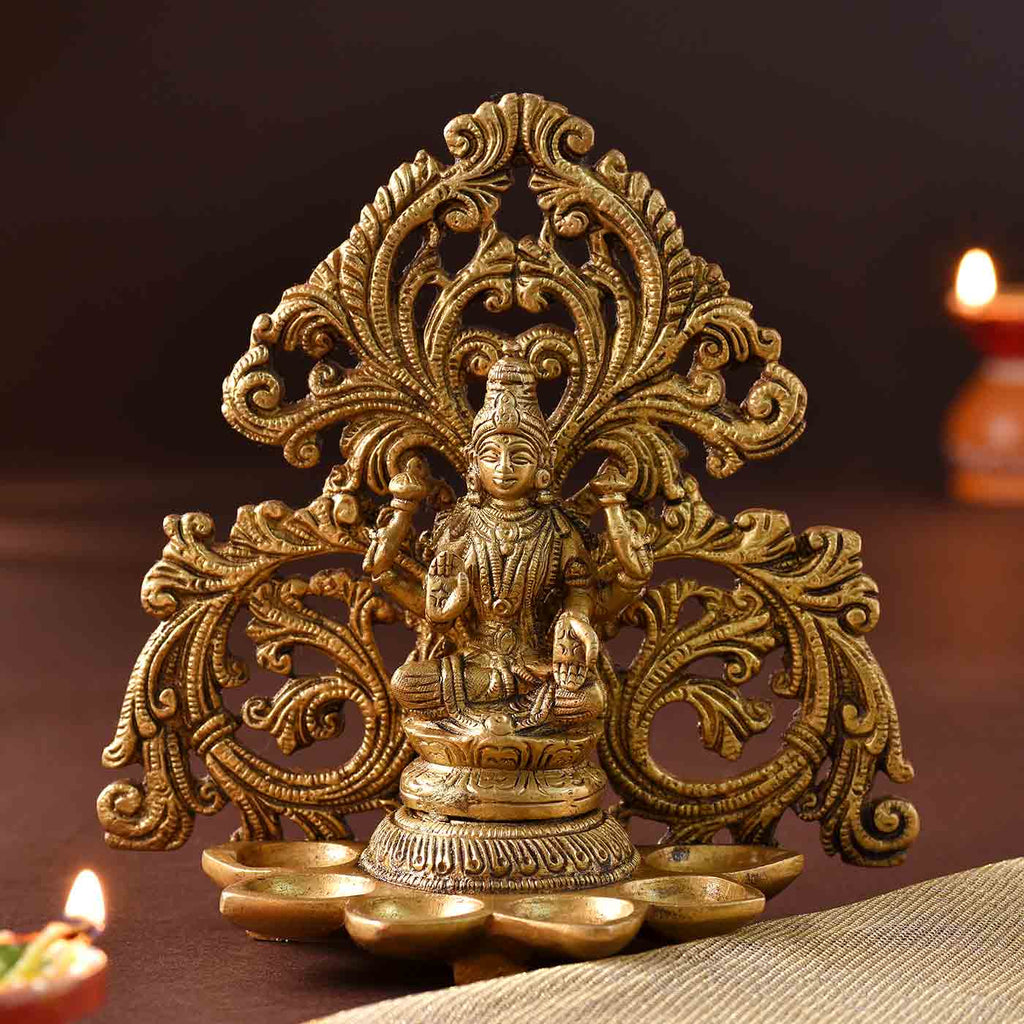 Paanch Diya Lakshmi Brass Idol