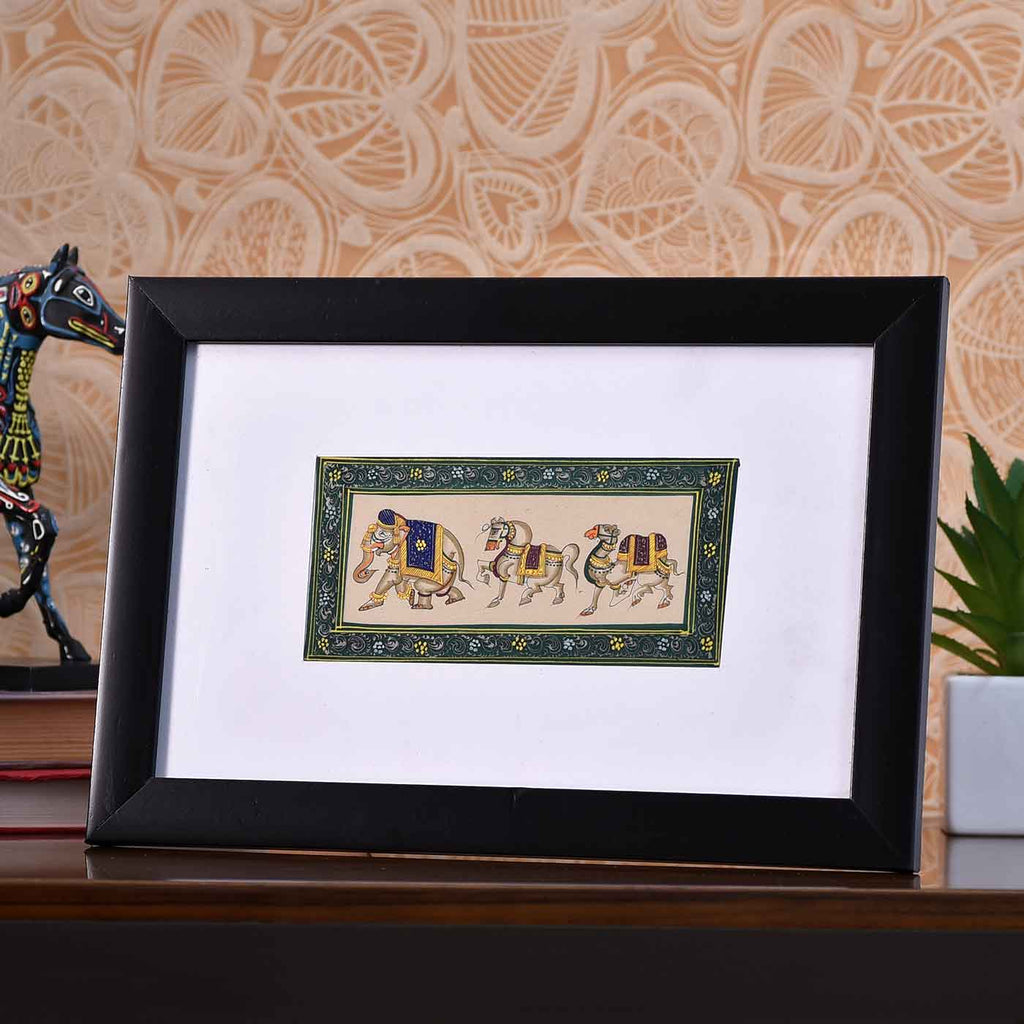 Royal Animals Desktop Painting (Framed, 6.5*3 Inches)