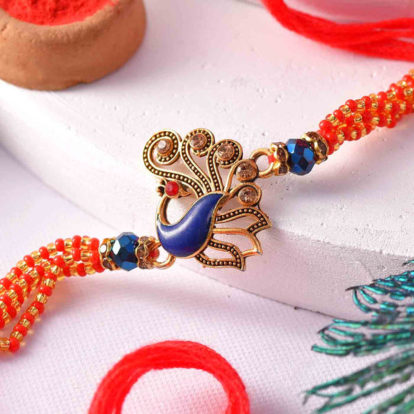 Designer Beads & Stones Peacock Rakhi